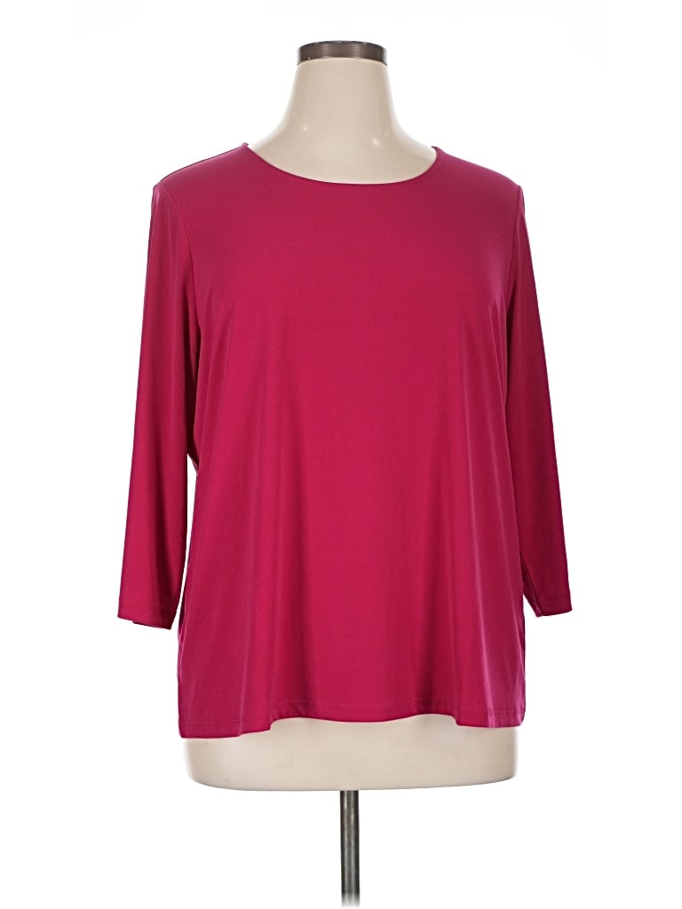 Pre-owned Susan Graver 3/4 Sleeve T-shirt In Burgundy