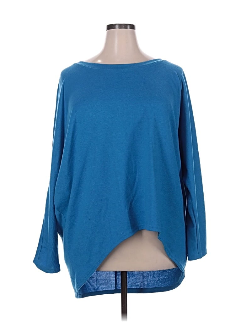 Pre-owned Zanzea Collection Long Sleeve Top Blue Boatneck Tops