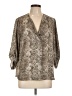 DR2 100% Polyester Animal Print Silver 3/4 Sleeve Blouse Size L - photo 1
