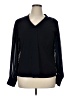 M Magaschoni Blue Black Long Sleeve Blouse Size XL - photo 1