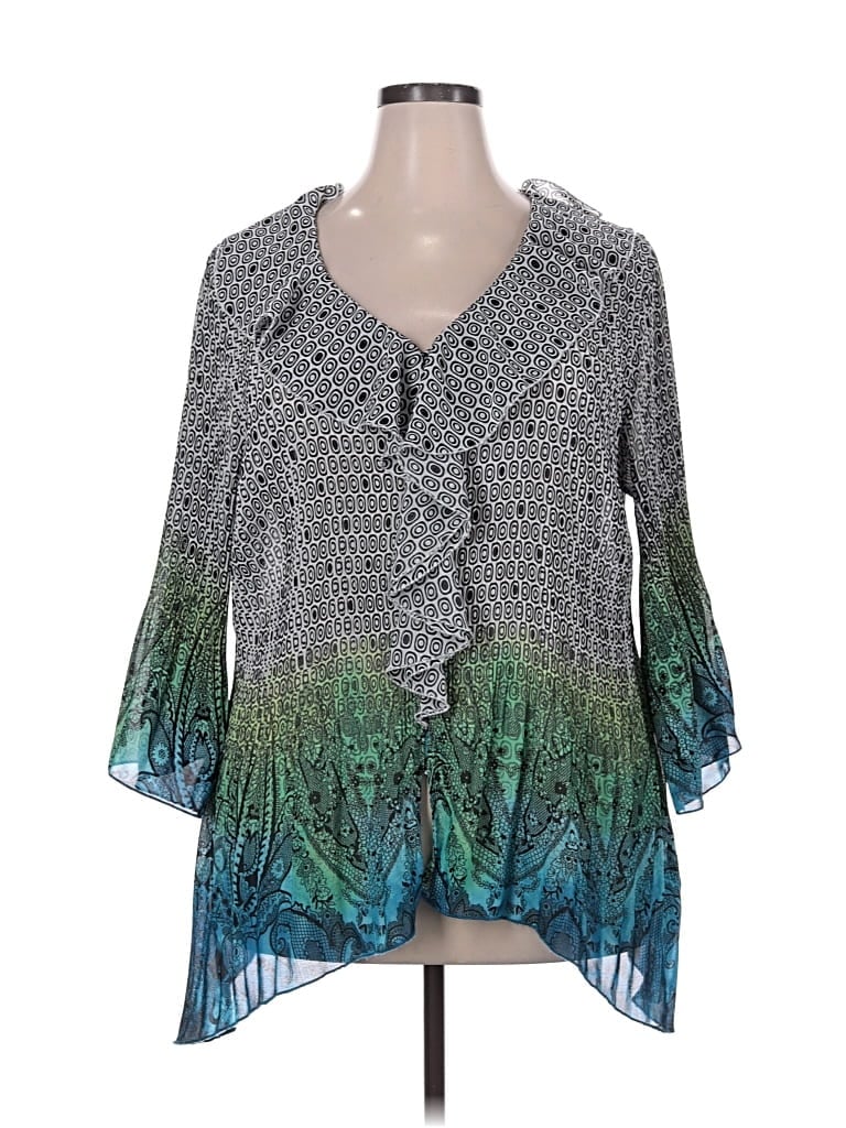 Pre-owned Avenue 3/4 Sleeve Blouse In Gray