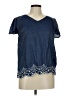 Elle 100% Lyocell Blue Short Sleeve Top Size M - photo 1