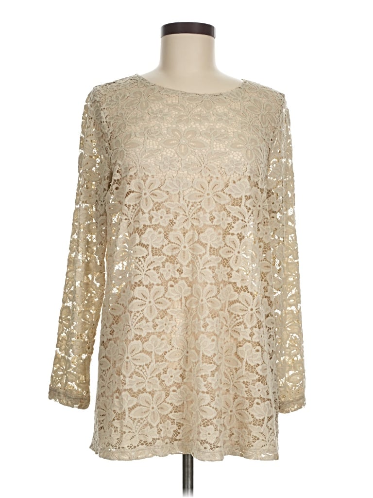 Pre-owned Susan Graver Long Sleeve Blouse In White