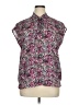 Bar III 100% Polyester Floral Purple Short Sleeve Blouse Size XL - photo 1