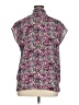 Bar III 100% Polyester Floral Purple Short Sleeve Blouse Size XL - photo 2