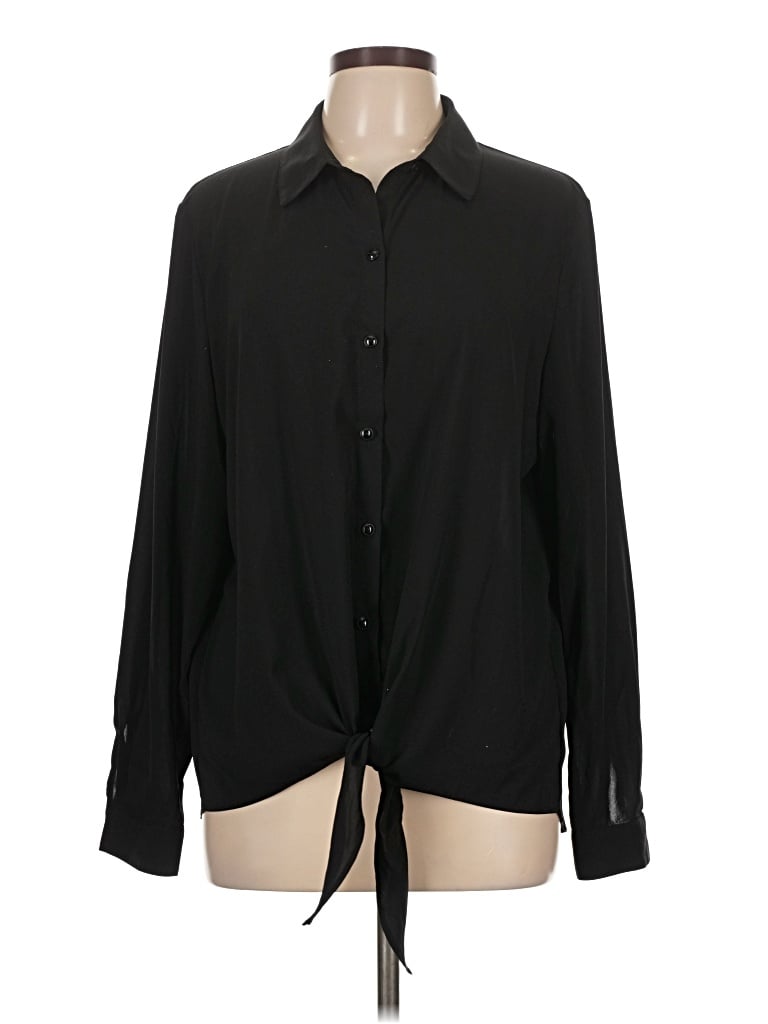 Pre-owned Susan Graver Long Sleeve Blouse In Black