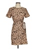 Shein 100% Polyester Animal Print Tan Casual Dress Size 2 - photo 1