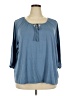 Laurie Felt Blue 3/4 Sleeve Blouse Size 2X - photo 1