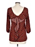 Yahada 100% Polyester Chevron-herringbone Red 3/4 Sleeve Blouse Size L - photo 2