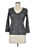 BCBGMAXAZRIA Metallic Silver 3/4 Sleeve Top Size M - photo 1