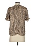 THML 100% Polyester Animal Print Tan Short Sleeve Blouse Size XS - photo 2