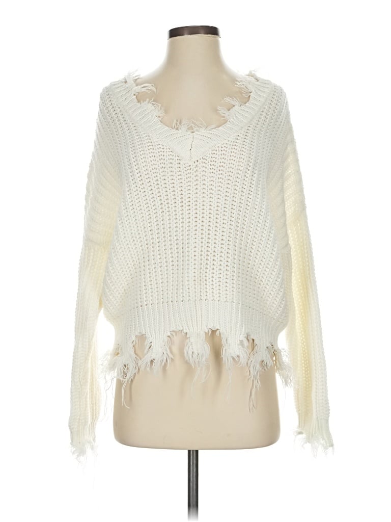 Pre-owned Love Tree Pullover Sweater In White