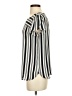 Ann Taylor LOFT 100% Polyester Stripes Ivory Short Sleeve Blouse Size XS - photo 5