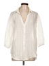 Unbranded Checkered-gingham Ivory 3/4 Sleeve Button-Down Shirt Size L - photo 1