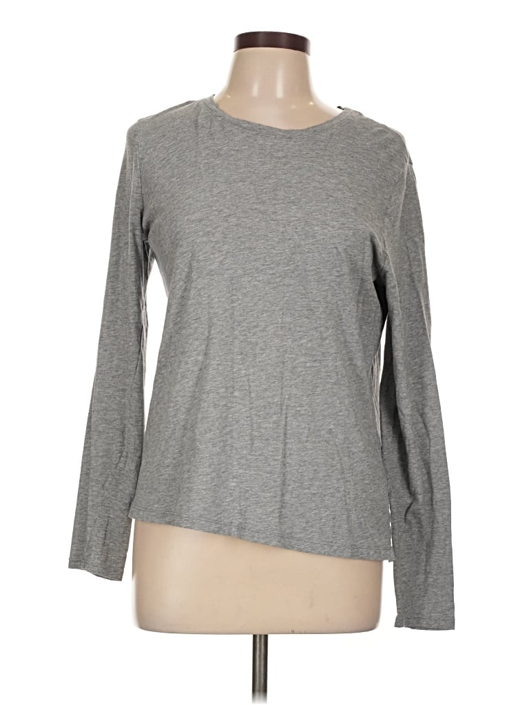 Pre-owned Time And Tru Long Sleeve T-shirt In Gray