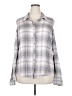 Maurices 100% Rayon Plaid Silver Gray Long Sleeve Button-Down Shirt Size XXL - photo 1