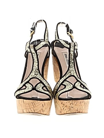 Miu Miu Suede glitter cork sandals (view 2)