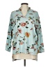 Natori Floral Teal 3/4 Sleeve Blouse Size L - photo 1