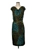 Connected Apparel Animal Print Teal Cocktail Dress Size 8 - photo 1