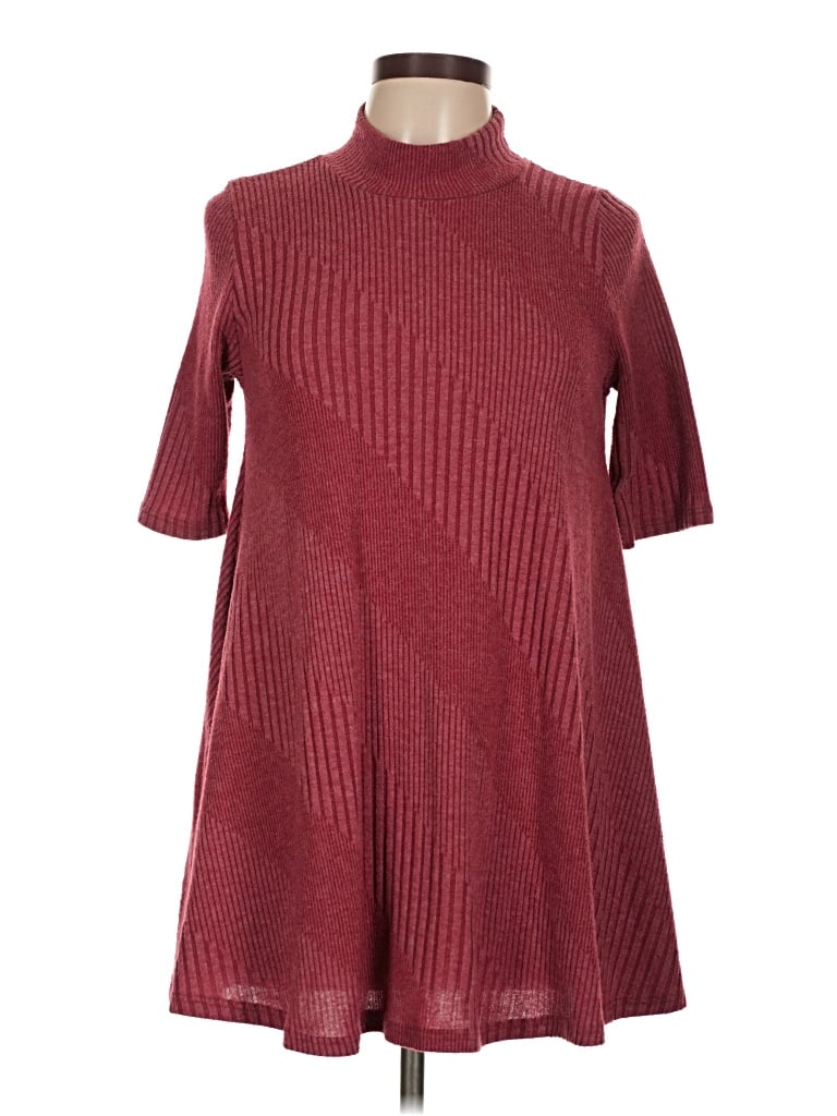 Pre-owned Lovely Melody 3/4 Sleeve Top Burgundy Turtleneck Tops