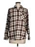 Ascend 100% Cotton Plaid Brown Long Sleeve Button-Down Shirt Size M - photo 1