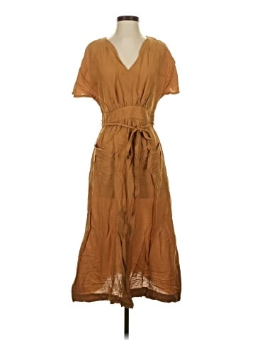 Madewell Linen-Blend Dolman-Sleeve Tie-Waist Midi Dress (view 1)