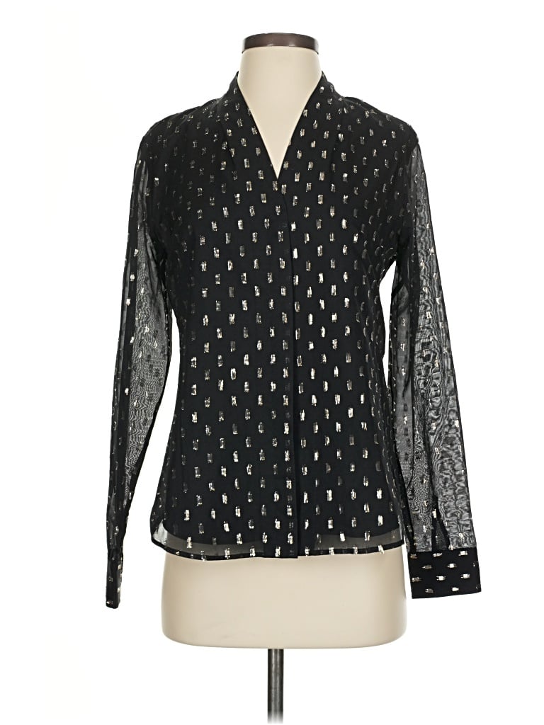 Pre-owned Halogen Long Sleeve Blouse In Black