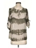 Parker 100% Silk Gray 3/4 Sleeve Silk Top Size S - photo 1