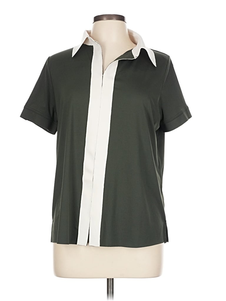 Pre-owned Belyn Key Short Sleeve Blouse In Green