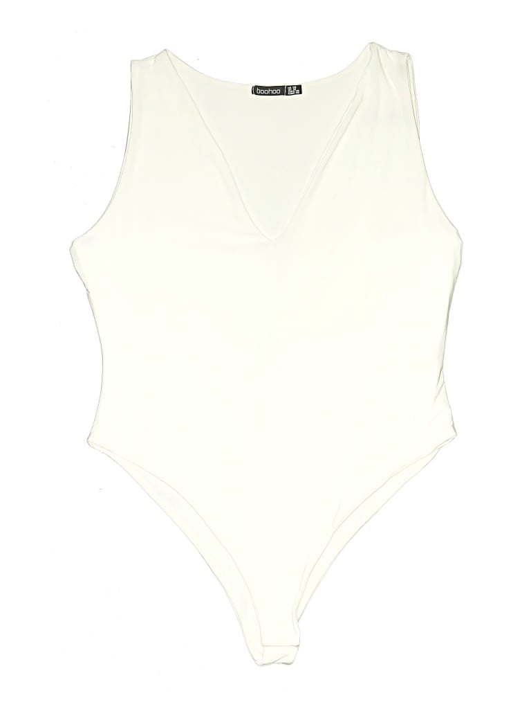 Boohoo Bodysuit: Ivory Tops - Size 16