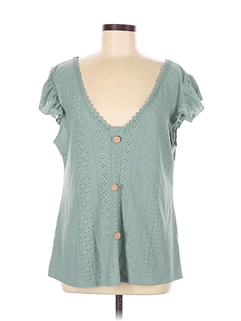 BLOOMCHIC Short Sleeve Top Teal Sweetheart Neckline Tops - Used - Size 10