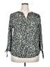 Monday Fun 100% Polyester Floral Green 3/4 Sleeve Blouse Size XXL - photo 1