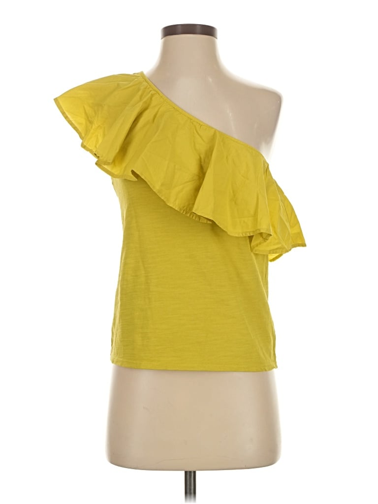 Pre-owned Nation Ltd Sleeveless Top Yellow One Shoulder Neckline Tops