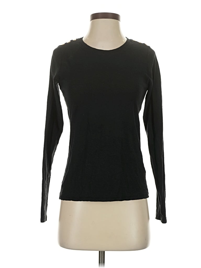 Pre-owned Nation Ltd Long Sleeve Top Black Crew Neck Tops