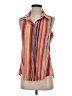 David Cline Stripes Orange Sleeveless Button-Down Shirt Size S - photo 1