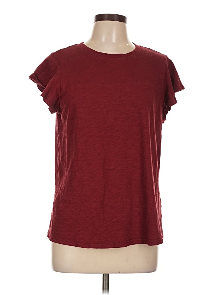 Pre-owned Time And Tru Short Sleeve T-shirt In Burgundy