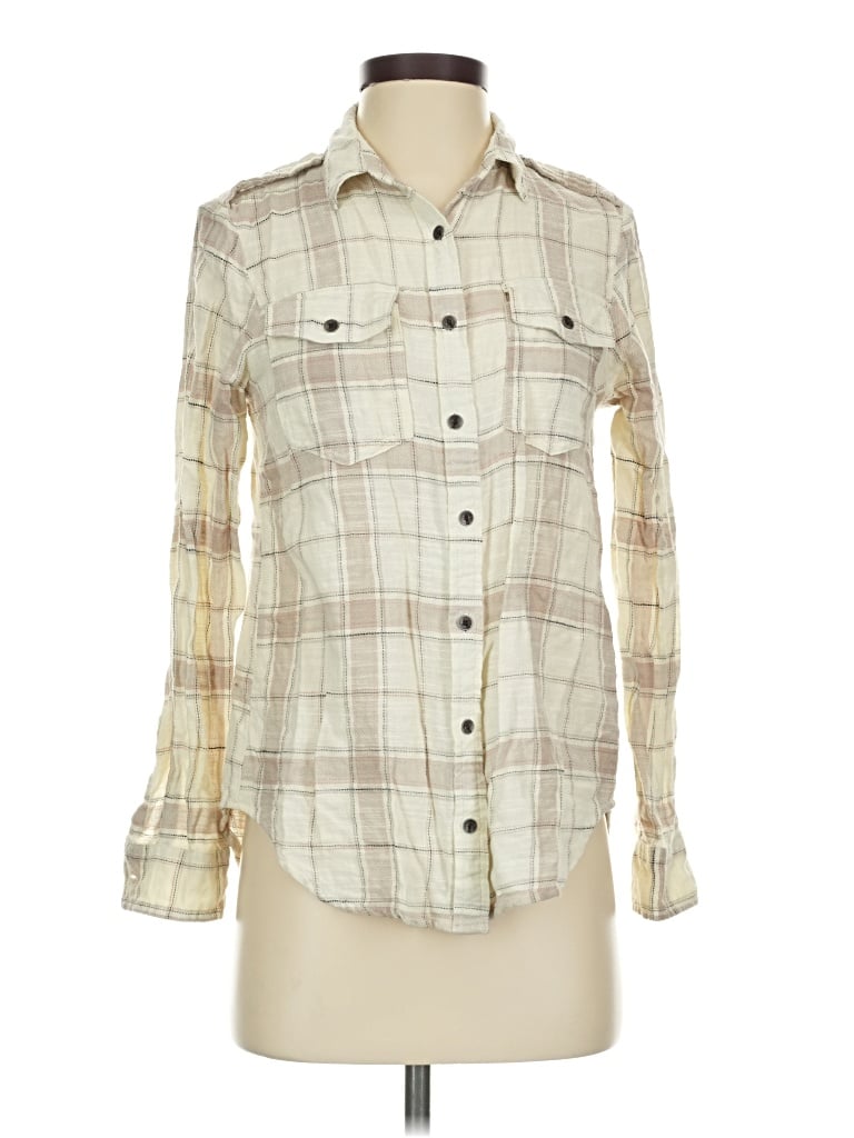 Pre-owned Billabong Long Sleeve Button Down Shirt In Ivory