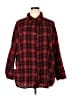 Romwe Plaid Red 3/4 Sleeve Button-Down Shirt Size 4X - photo 1