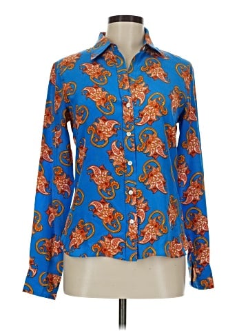 Creme Fraiche Long Sleeve Silk Top (view 1)