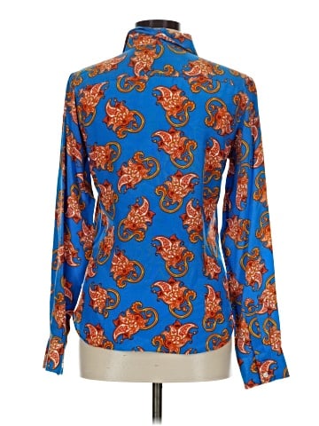 Creme Fraiche Long Sleeve Silk Top (view 2)