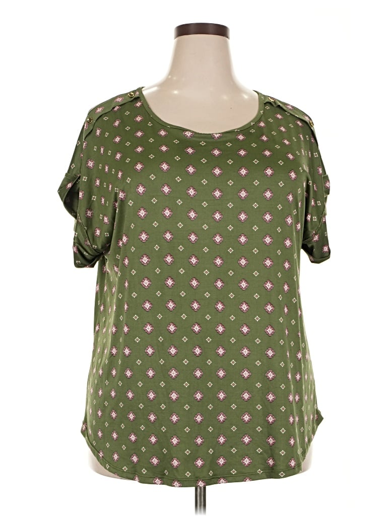 Pre-owned Auw Short Sleeve Blouse In Green
