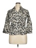 Alfani Animal Print Ivory 3/4 Sleeve Button-Down Shirt Size 14 - photo 1