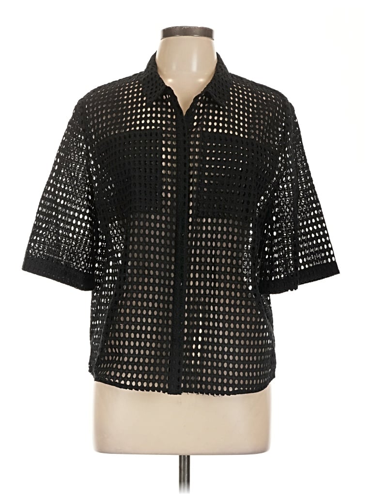 Pre-owned Dknyc 3/4 Sleeve Button Down Shirt In Black