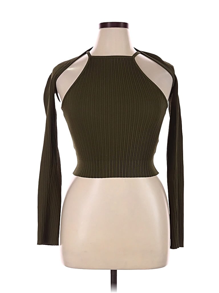 Pre-owned Nicholas Long Sleeve Top Green Halter Neckline Tops