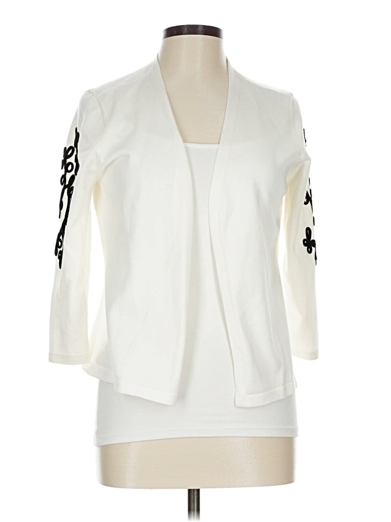 Pre-owned Carolyn Taylor Cardigan Sweater In White