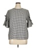 Unbranded 100% Polyester Houndstooth Silver Short Sleeve Blouse Size XL - photo 1