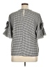 Unbranded 100% Polyester Houndstooth Silver Short Sleeve Blouse Size XL - photo 2