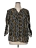 One World 100% Polyester Animal Print Gray 3/4 Sleeve Blouse Size XL - photo 1