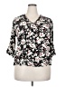 Monday Fun 100% Rayon Floral Black 3/4 Sleeve Blouse Size 2X - photo 1