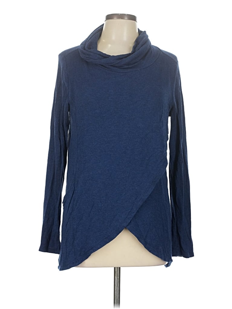 Pre-owned Magnolia Grace Long Sleeve Top Blue Cowl Neck Tops